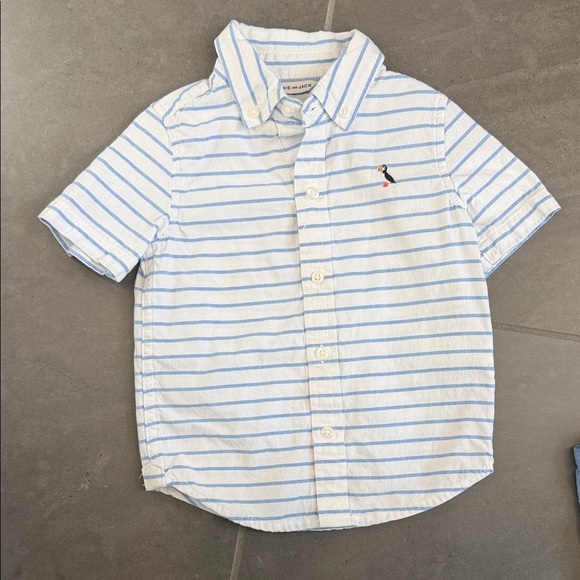 Janie and Jack White and Blue Striped Button Down Shirt - Picture 3 of 7